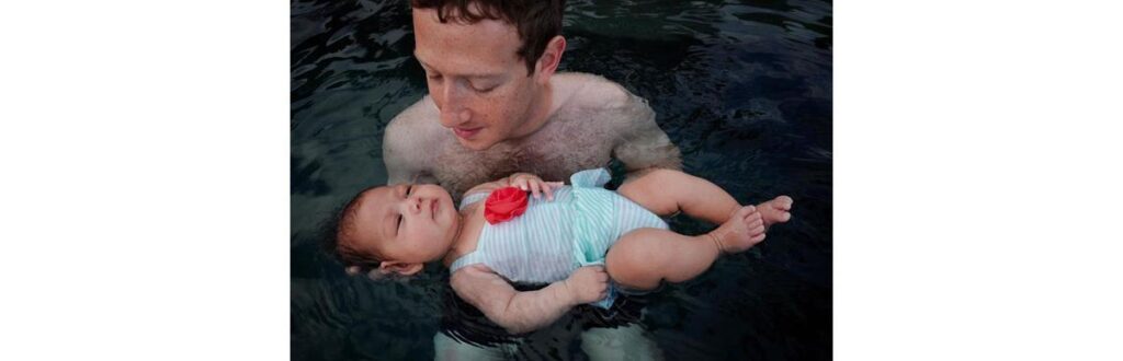 Zuckerberg leva filha para nadar pela primeira vez