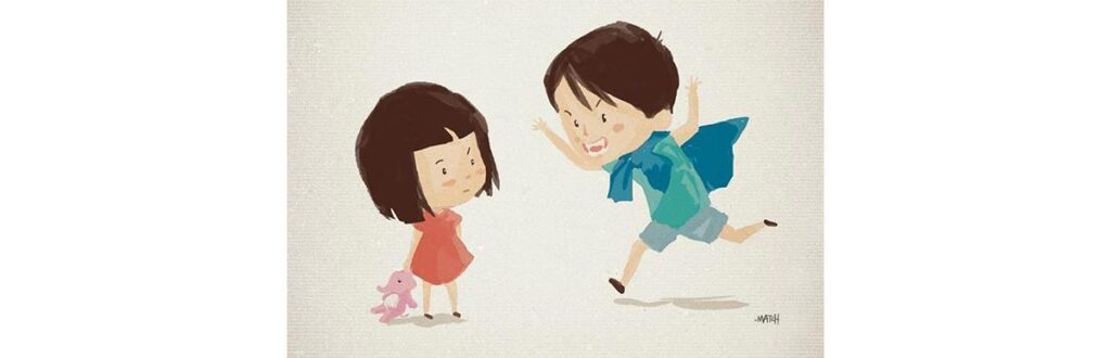 Esta é a ilustração que representa as crianças Bianca e André