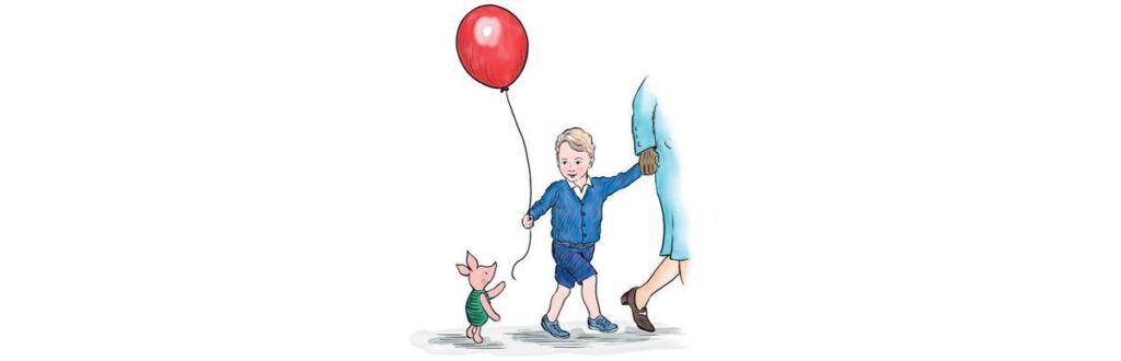 Essa é a capa do livro em que aparecem ilustrações do Príncipe Jorge e da Rainha (Imagem: Reprodução/ "Winnie-the-Pooh and the Royal Birthday")