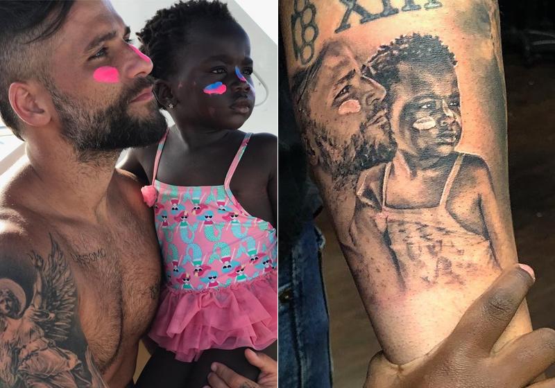 Bruno Gagliasso tatuou o rosto da filha, Titi