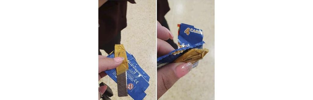 O pacote estava sendo aberto por um de seus filhos