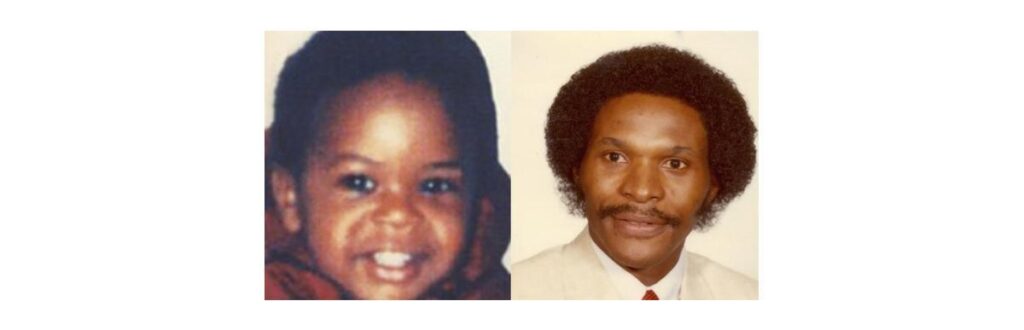 Na direita Jermanie antes dos 2 anos e na esquerda o pai