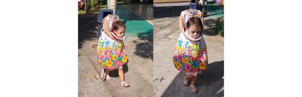 Da para acreditar que essa menina fofa usou a fantasia mais horripilante do Halloween?