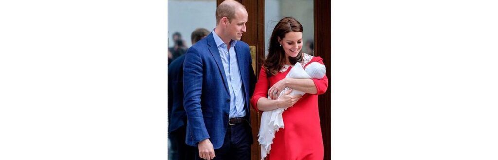 Kate Middleton saindo da maternidade com seu terceiro filho, príncipe Louis