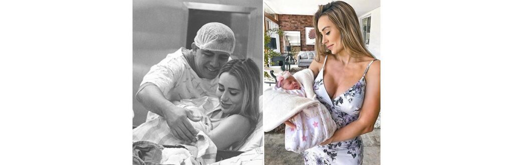 Letícia Santiago e filha recém-nascida Stela