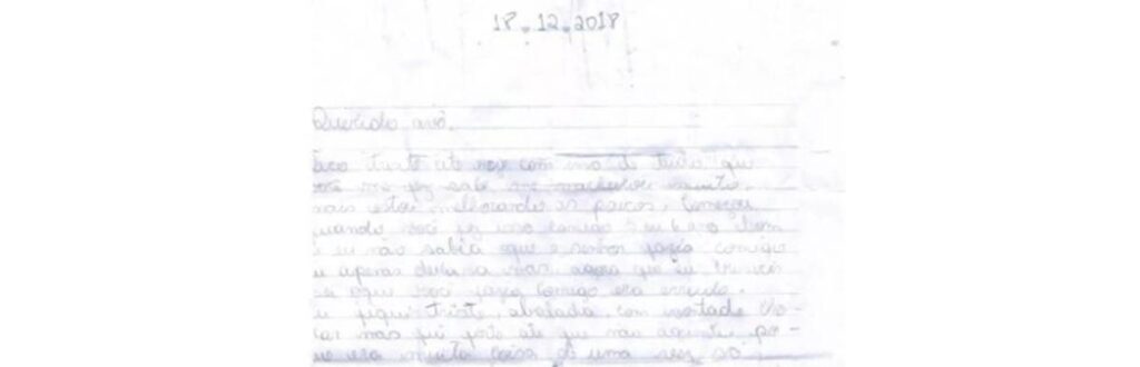 Ao final da carta a menina ainda pede desculpas