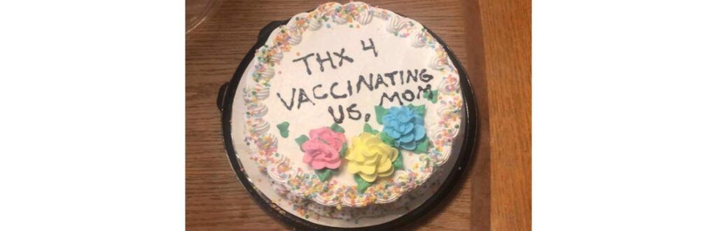 “Obrigada por nos vacinar”, escreveram as filhas