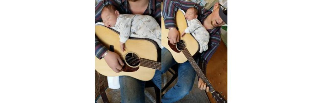 Ele não queria parar de tocar, mas tinha que fazer a menina dormir