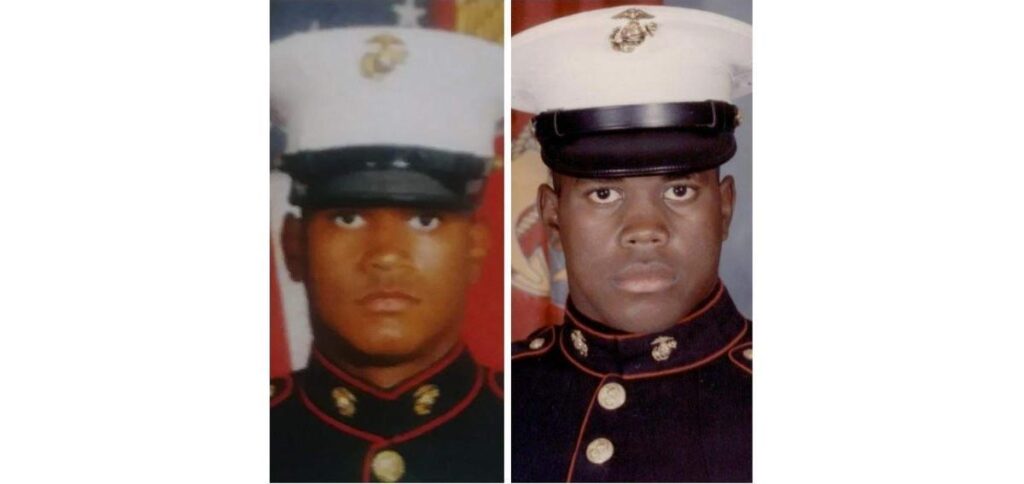 “À esquerda, eu. À direita, meu pai”