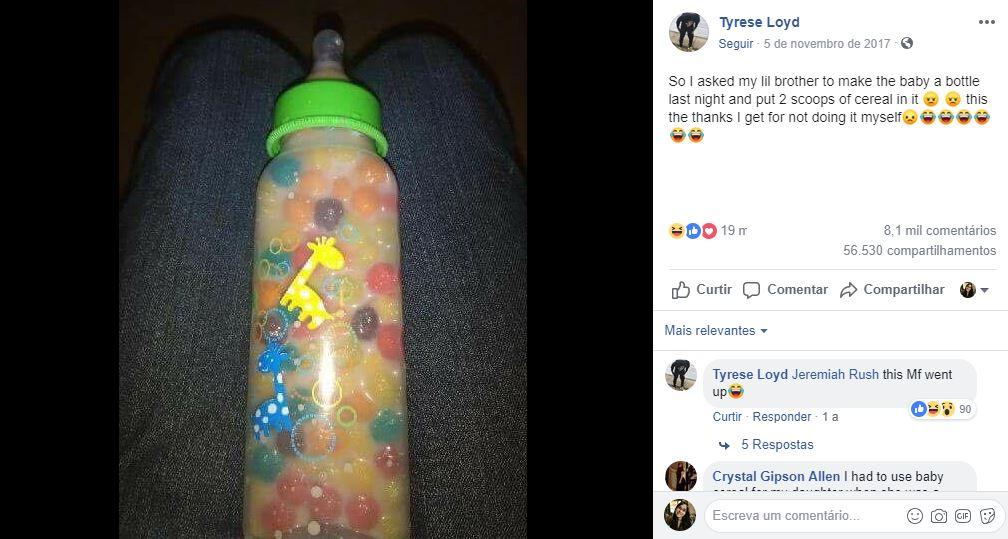 O irmão mais novo de Tyrese colocou um ingrediente especial na mamadeira do sobrinho