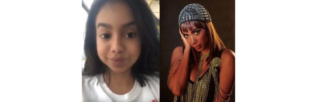 A cantora também testou o filtro, mas não achou parecida com quando era criança