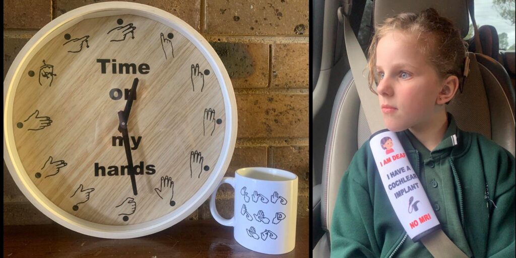 Shae usando o acessório criado pela mãe