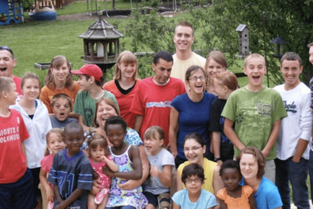 O casal com alguns de seus filhos