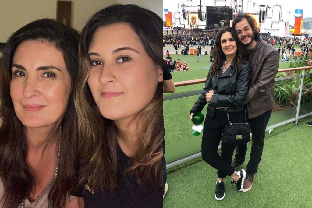 Fátima Bernardes e os trigêmeos Beatriz, Vinícius e Laura