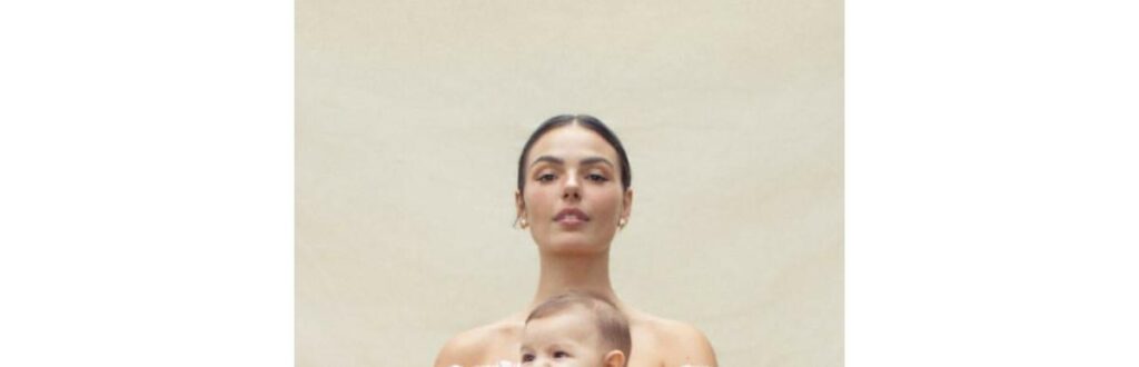 Isis e o marido André Resende com o filho