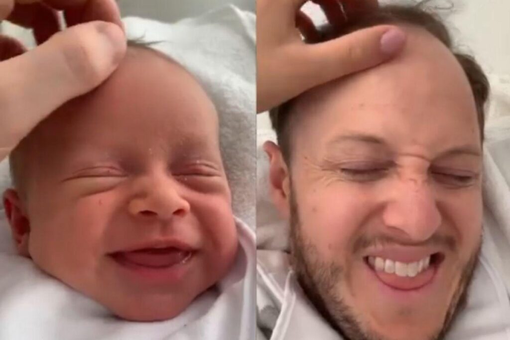 O pai soube imitar a filha muito bem