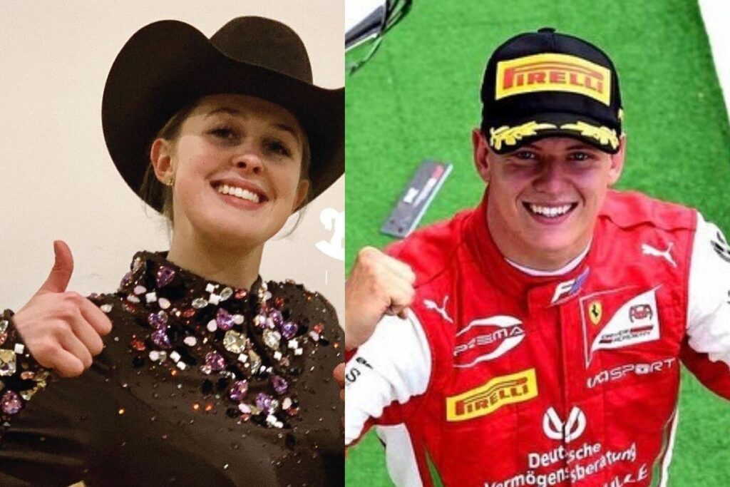 Ela se vestiu com o uniforme da Ferrari