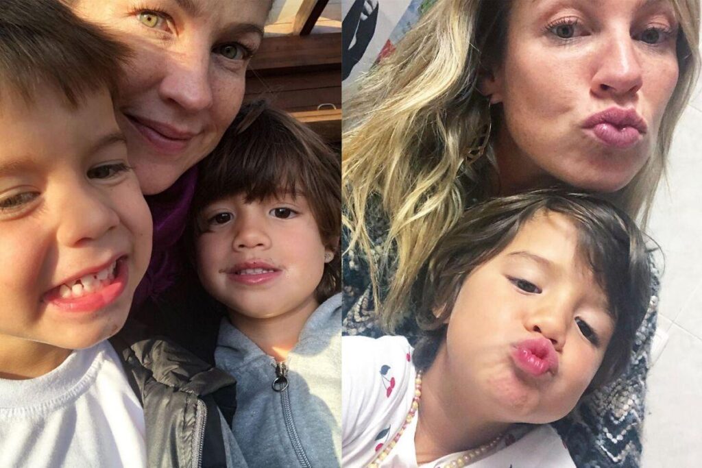 Luana Piovani com os filhos Dom, Ben e Liz em Portugal