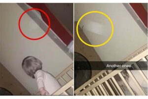 A mulher publicou os vídeos da interação da criança com uma mancha na parede no Instagram