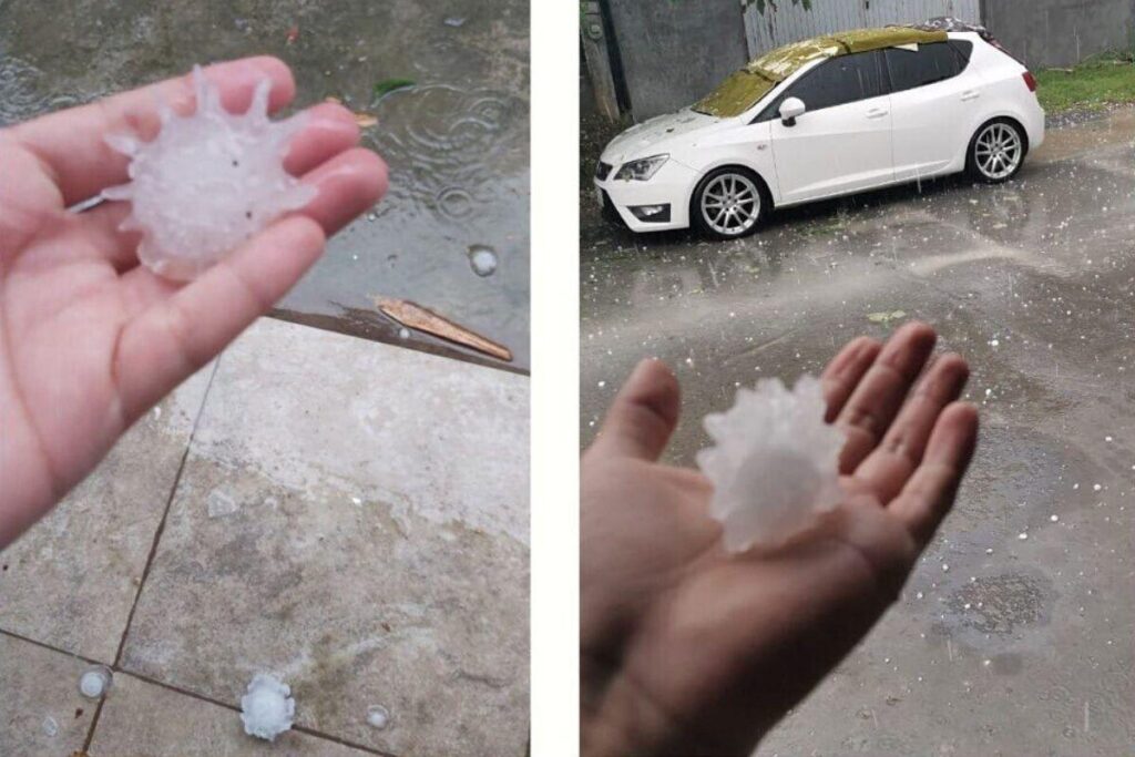 As fotos da chuva de granizo chamaram a atenção dos internautas