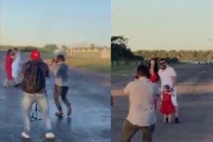 Casal usa avião da Embraer para fazer chá-revelação