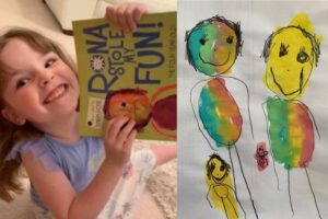 A mãe escreveu e as meninas ilustraram o livro