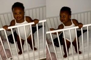 Menina começa a dançar com canção de ninar