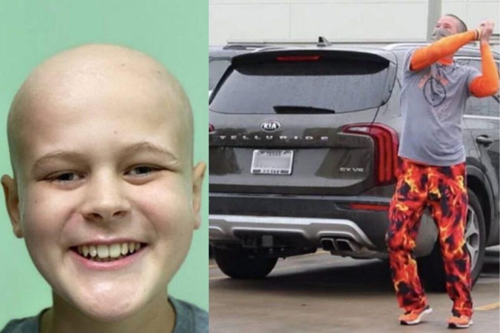 Toda terça-feira ele dança ao som de uma música alegre para animar o filho