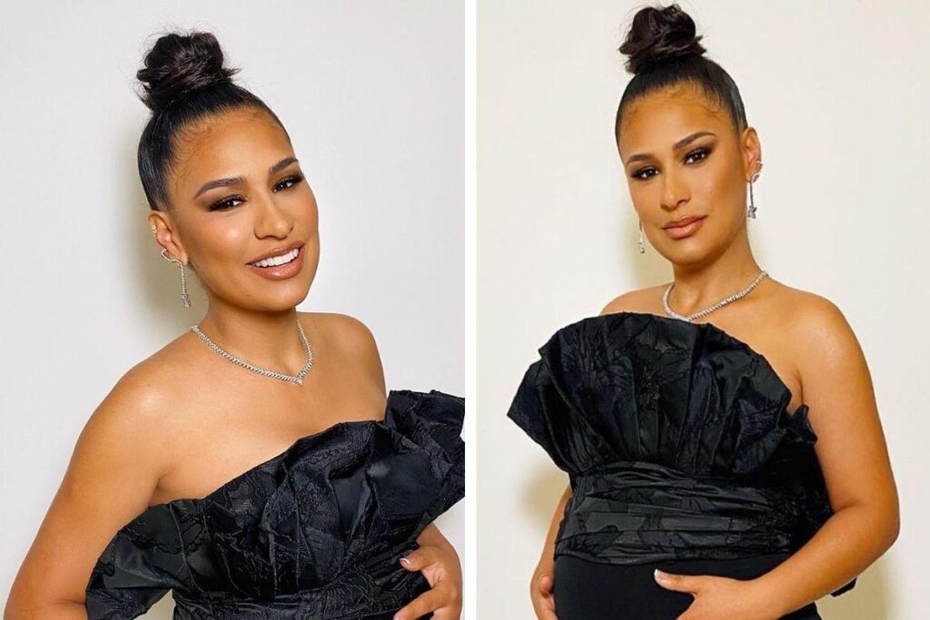 Cantora exibiu o tamanho da barriga  em look para apresentar programa
