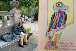 Idoso que mora nas ruas recebe doações e ganha exposição de arte