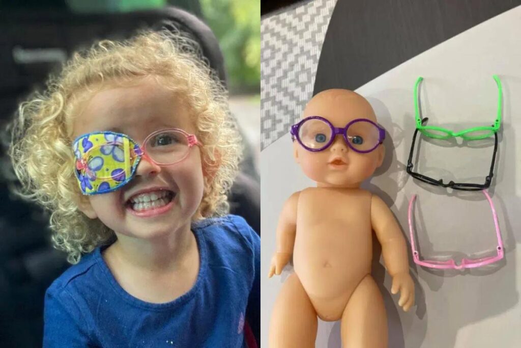 Mãe encontra boneca que usa óculos para presentear a filha