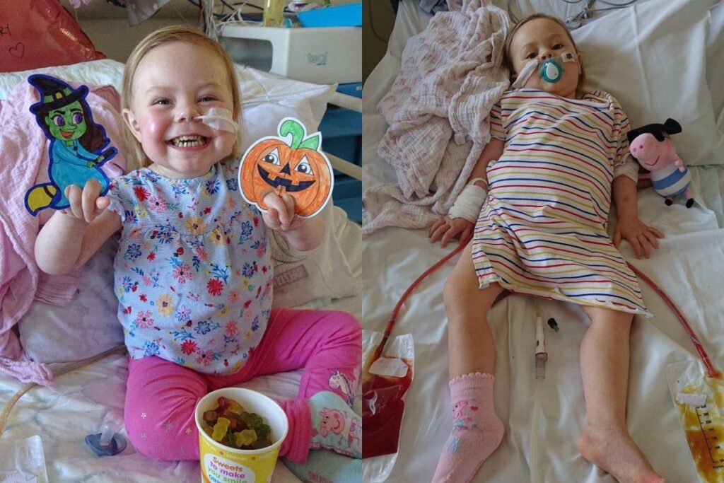 Hannah internada após uma das cirurgias.