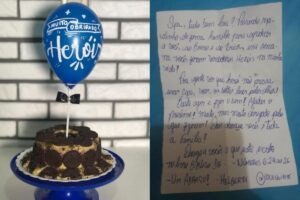 Os meninos agradeceram pelo bolo