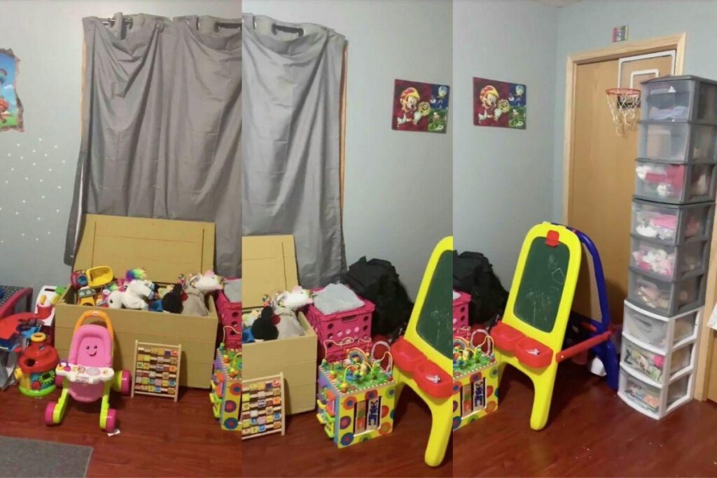 Imagens do quarto lotado de brinquedos