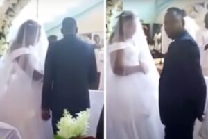 A cerimônia foi interrompida pela mulher