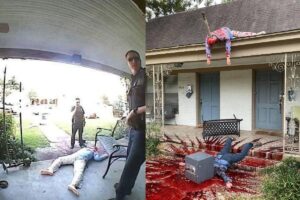 Decoração realista de Halloween assustou policiais locais