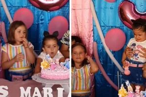 O detalhe que fez muita gente rir e até se surpreender, foi o ato da irmã: apagar a vela da aniversariante