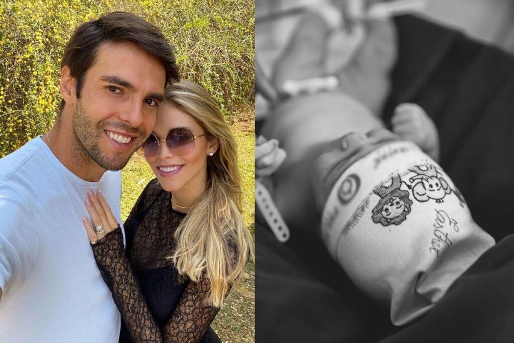 O casal celebrou os 10 dias da filha com foto em família