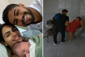 O jogador fez o parto da filha