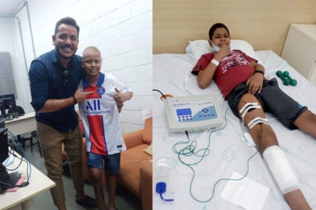 Ao receber o presente o menino ficou sem reação