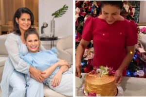 Andressa Suita no colo da mãe Suely