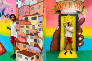 As cores vibrantes chamam atenção em meio ao shopping