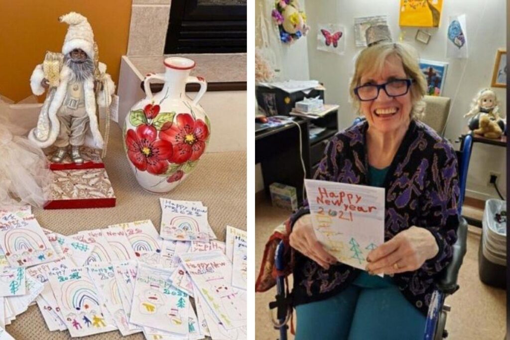 Menina escreve carta para idosos