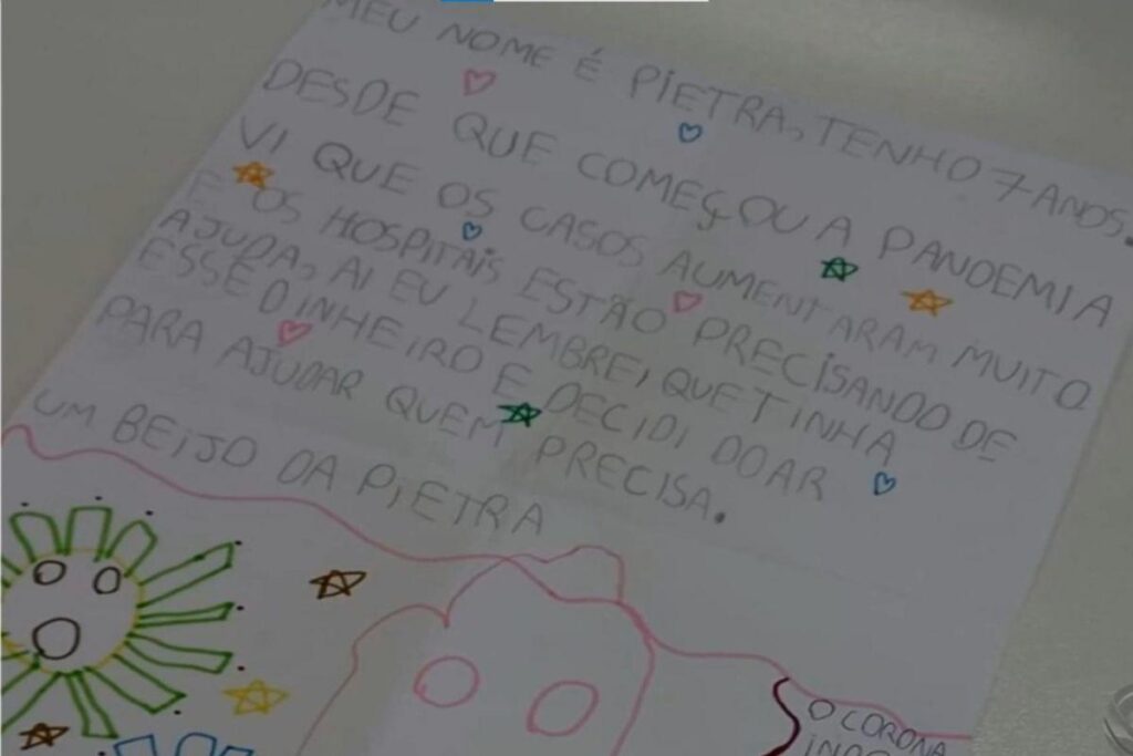 Menina de 7 anos doa dinheiro para ajudar hospital a passar pelas dificuldades da pandemia