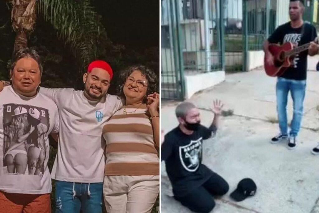 Com pais internados, Yudi reza e canta em frente ao hospital