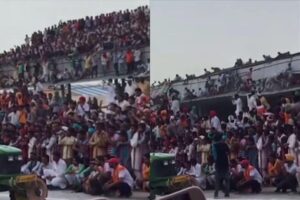 Uma arquibancada caiu na Índia e deixou 60 feridos