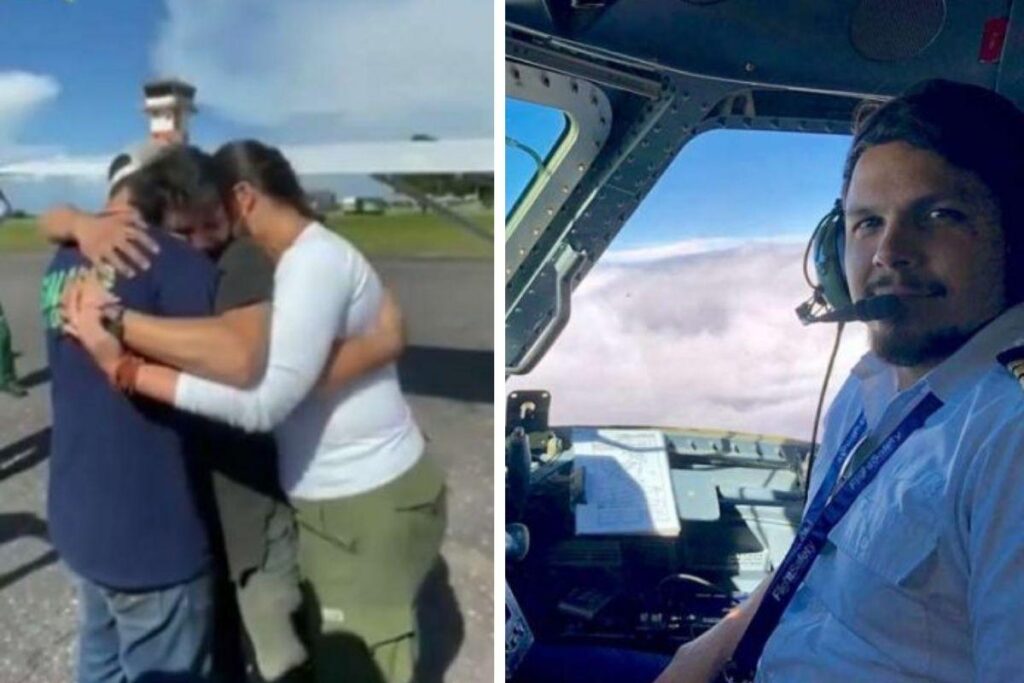 Emoção marca reencontro do piloto com a família