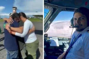 Emoção marca reencontro do piloto com a família