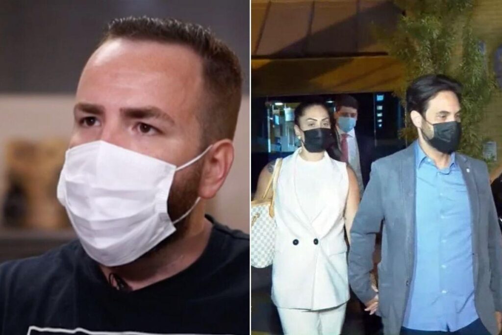 Dr. Jaiminho e Monique deixaram a delegacia após depoimento sobre Henry Borel, na madrugada desta quinta-feira, 18 de março