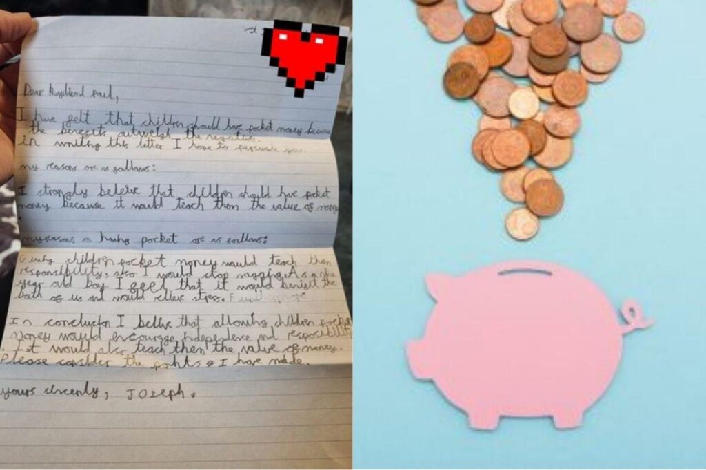 O menino escreveu carta persuasiva para começar a ganhar mesada